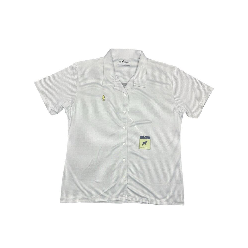 Women’s Horn Legend Bamboo Charcoal Performance Polo Shirt XL Gray Striped